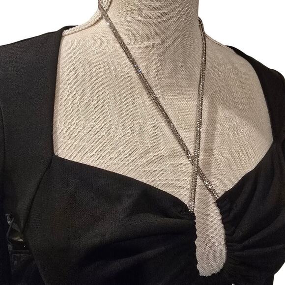 Bershka NWT cut out long sleeve mini dress with embellished halter strap sz M. - Picture 5 of 8